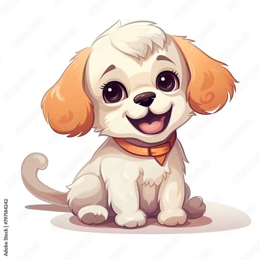 flat illustration of cute pleasant puppy flat illustration of cute pleasant puppy