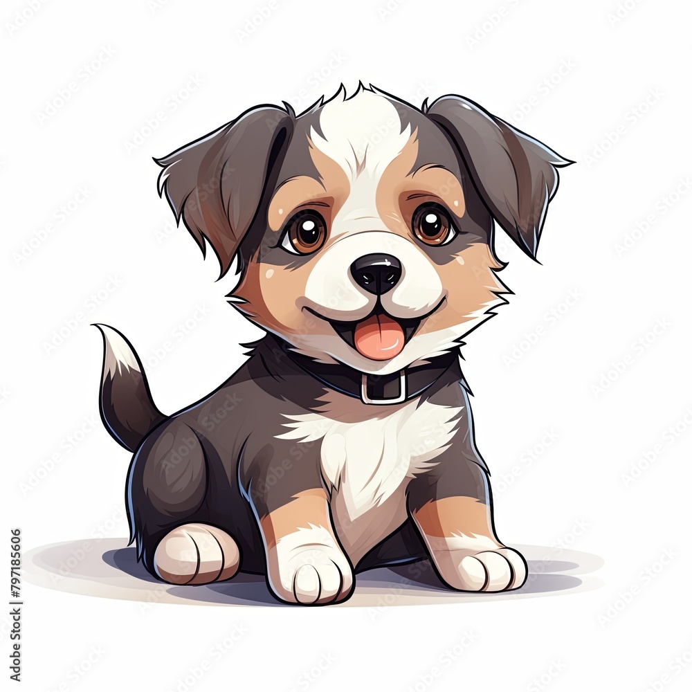 flat illustration of cute pleasant puppy flat illustration of cute pleasant puppy