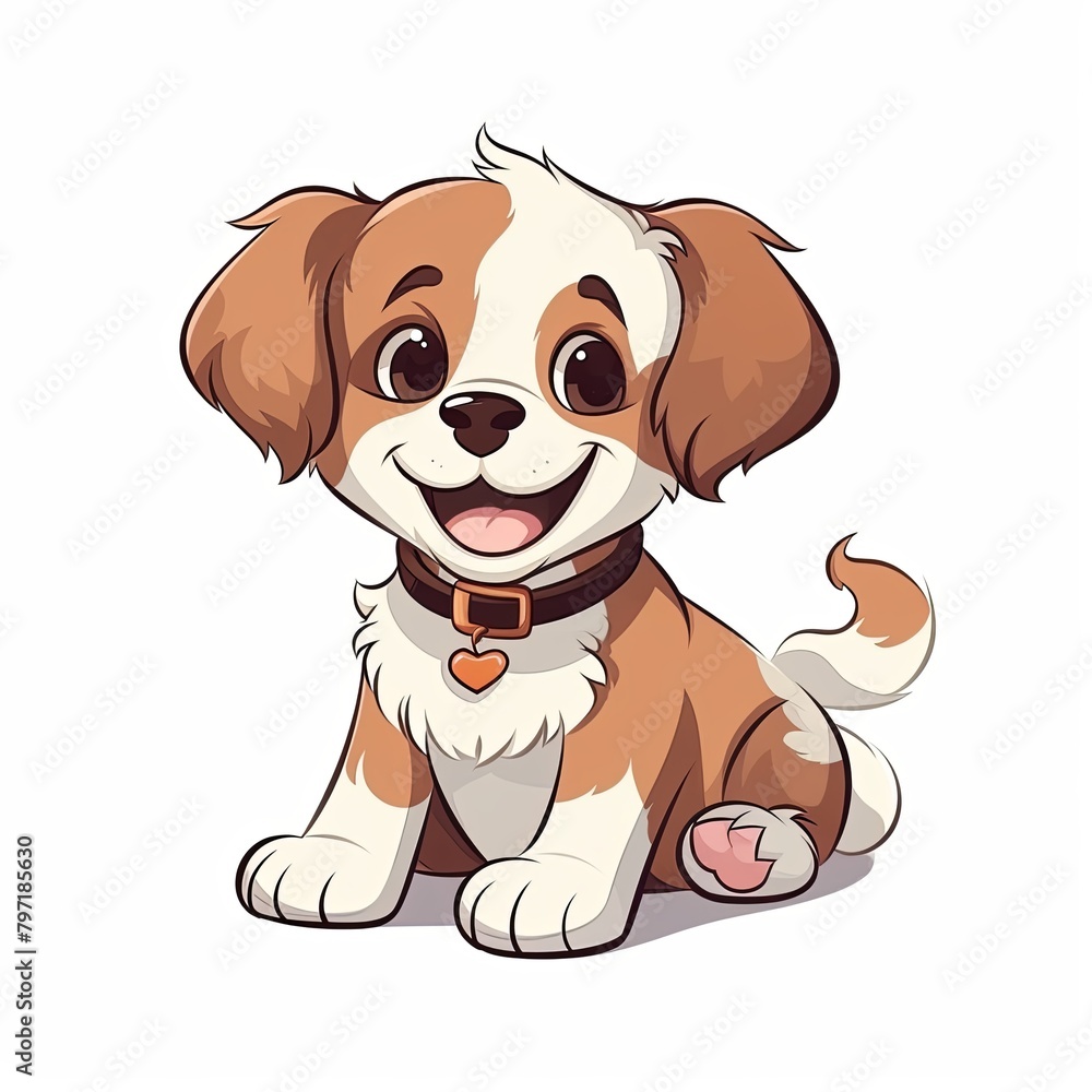 flat illustration of cute pleasant puppy flat illustration of cute pleasant puppy