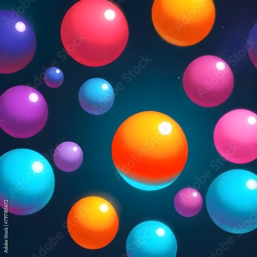 Floating Orbs Digital Painting Artwork Colorful Illustration Abstract Background Design