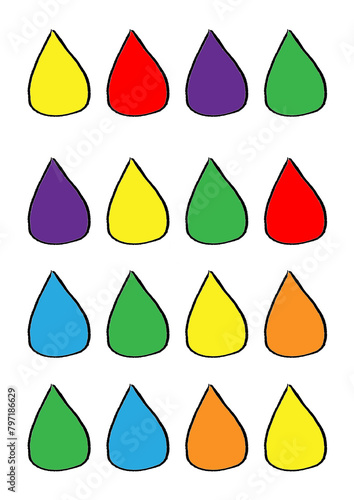 set of colorful drops illustrations