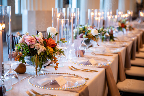 table set for a modern wedding reception photo