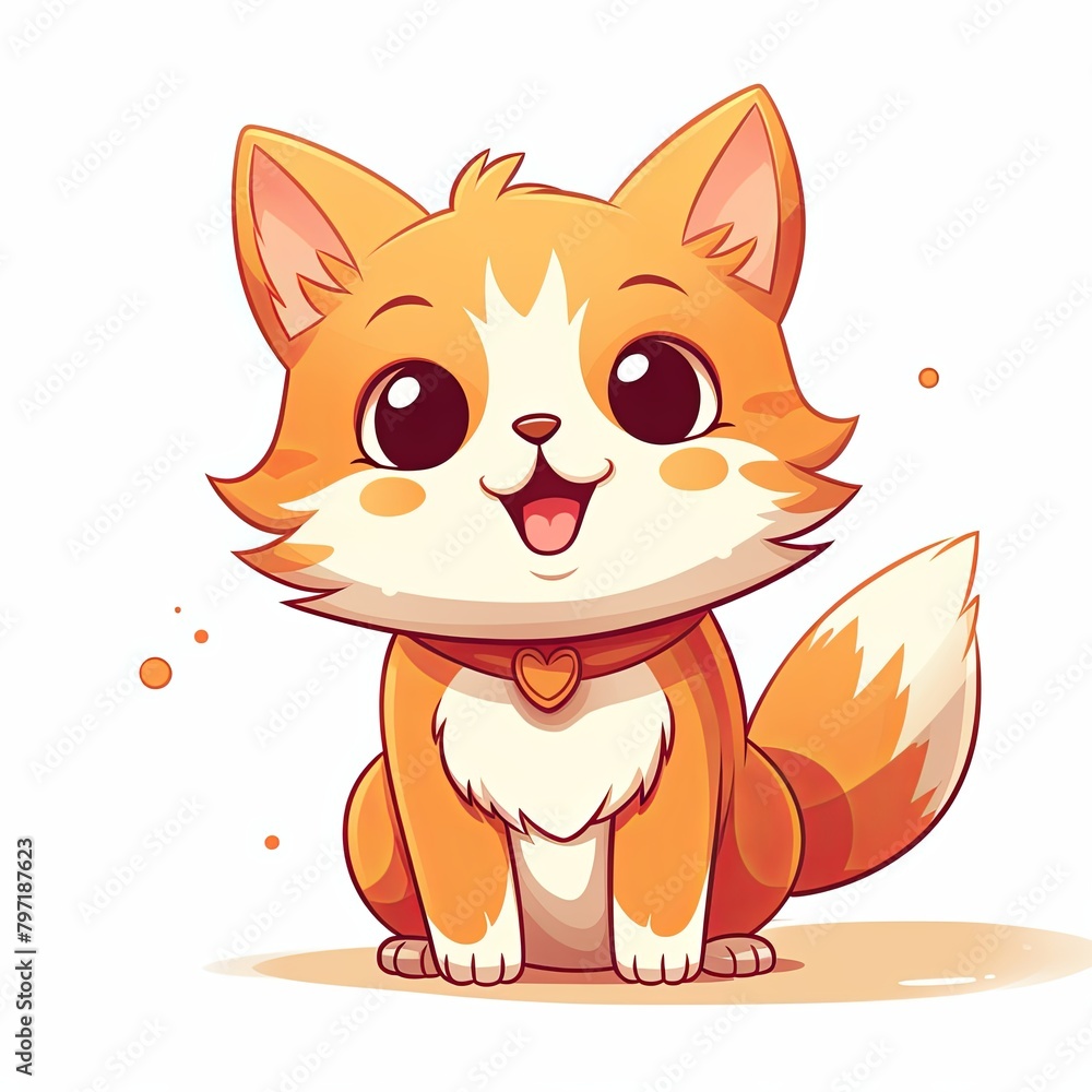 flat illustration of cute pleasant cat flat illustration of cute pleasant cat