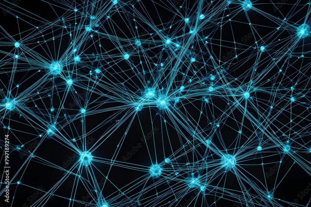 A blue and white image of a network of neurons A blue and white image of a network of neurons