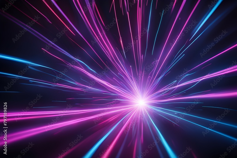 A bright purple and blue light with a white dot in the middle A bright purple and blue light with a white dot in the middle