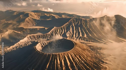 view of Mount Bromo and its crater. 4k video photo