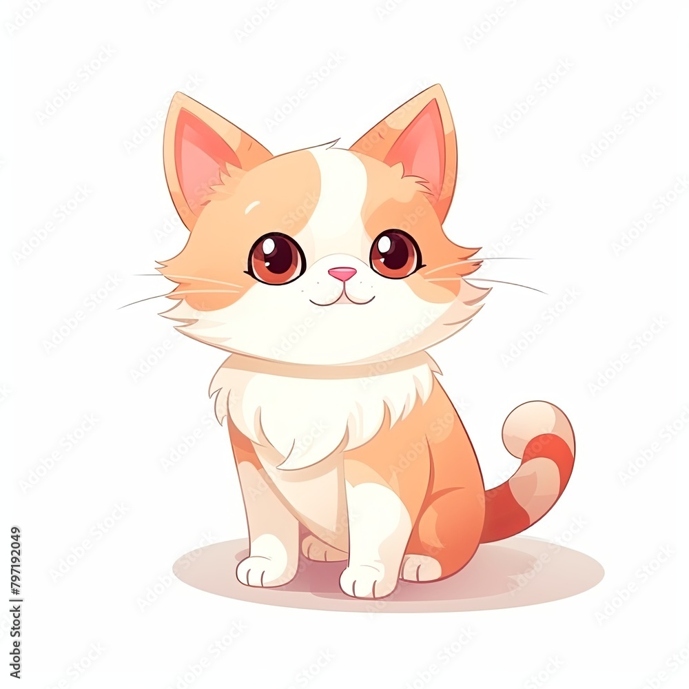 flat illustration of cute pleasant cat flat illustration of cute pleasant cat