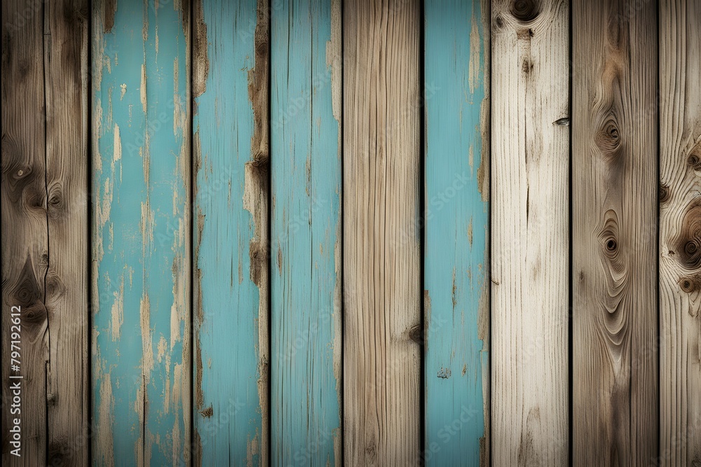 A blue and white wooden background with a few brown spots A blue and white wooden background with a few brown spots