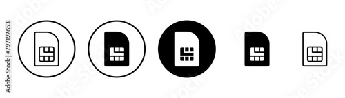 Sim card icon vector isolated on white background. Mobile slot icon. Mobile cellular phone sim card chip.