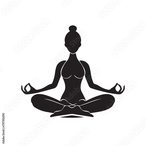 Meditation yoga in cartoon, doodle style . Image for t-shirt, web, mobile apps and ui. Isolated 2d vector illustration in logo, icon, sketch style, Eps 10, black and white. AI Generative