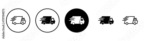 Delivery Icon vector isolated on white background. Fast Delivery Icon. Fast shipping delivery truck. Truck icon delivery