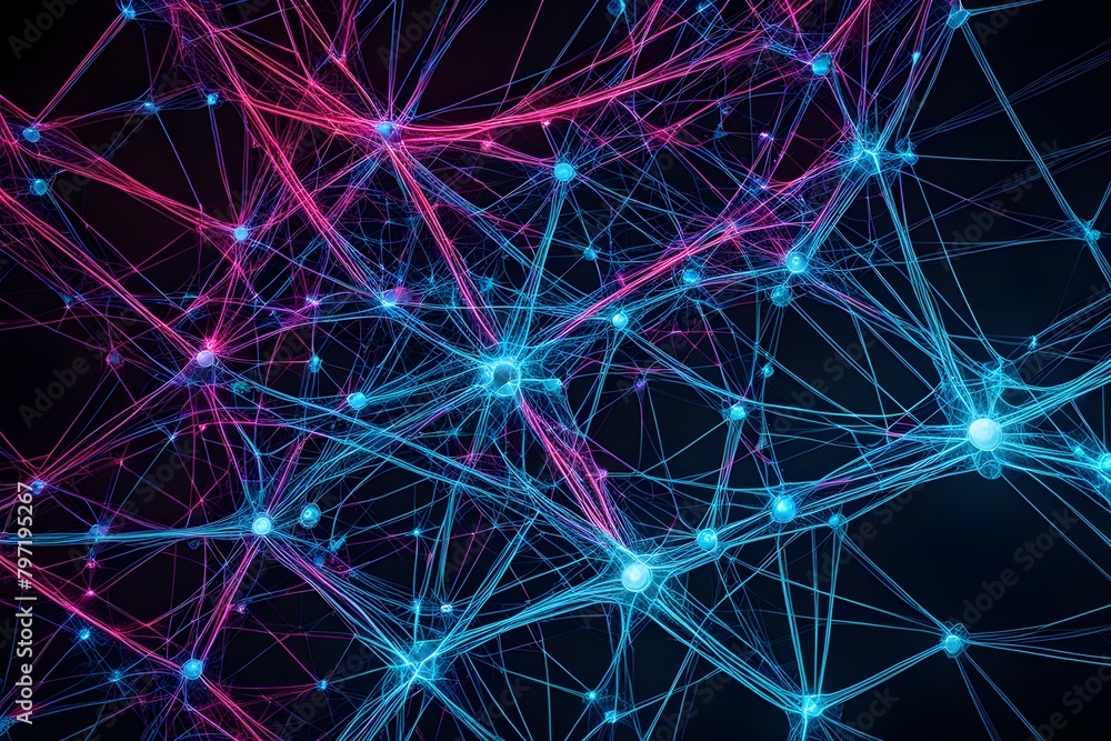 A colorful image of a web of lines and dots A colorful image of a web of lines and dots