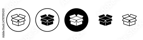 Box icon vector isolated on white background. Cardboard box, packaging open. Box vector icon