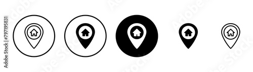 Address symbol icon vector isolated on white background . address icon vector. home location icon