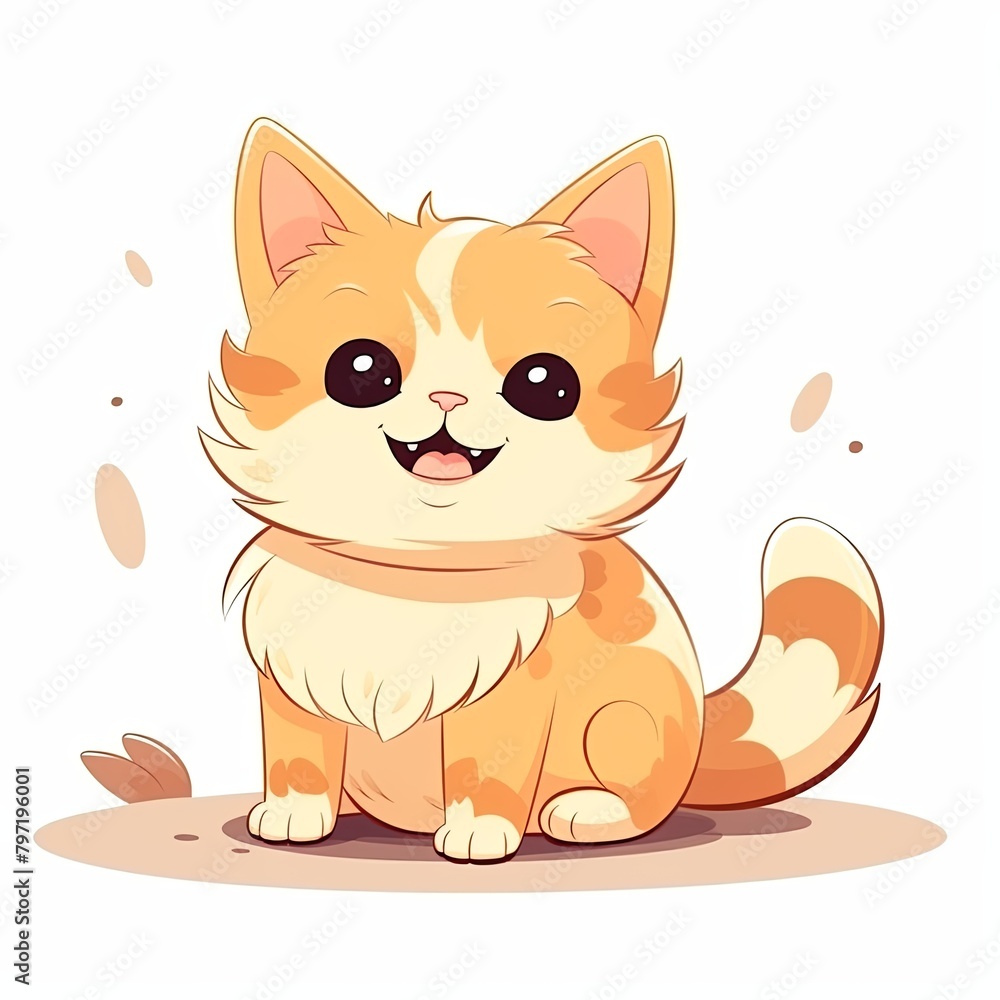 flat illustration of cute pleasant cat flat illustration of cute pleasant cat