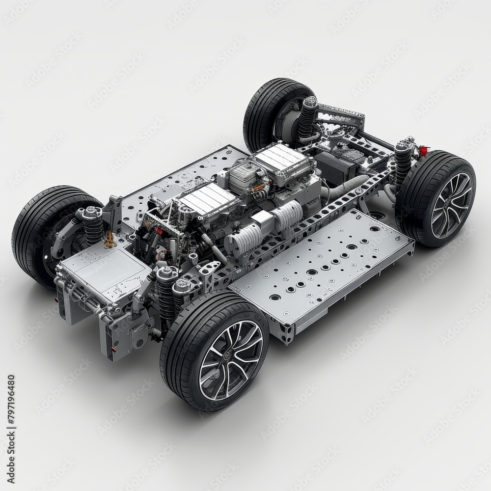 This image showcases a detailed view of a high-performance radio-controlled car chassis.