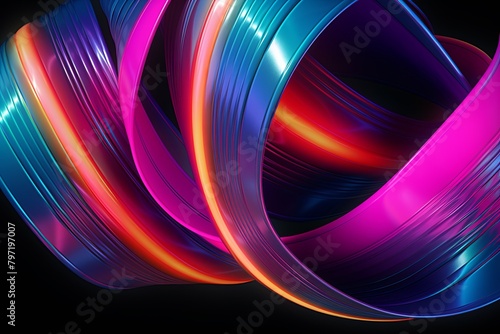 3D Neon Spectrum Ribbons: Sci-Fi Movie Poster Series
