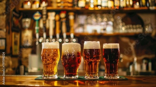 Glasses filled with refreshing draught beer, ready to be enjoyed. Ai Generated.