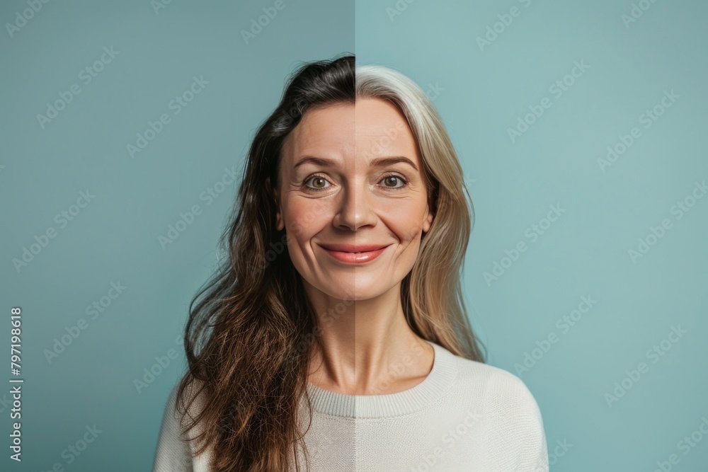 Aging health and skin transitions depicted in aging portrait, integrating treatment portrayal with aging beauty face and life skin age transitions in aging effectiveness. Aging health and skin transitions depicted in aging portrait, integrating treatment portrayal with aging beauty face and life skin age transitions in aging effectiveness.