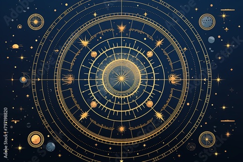 Celestial Zodiac Constellation Gradients: Astronomy Museum Exhibition Flyer.