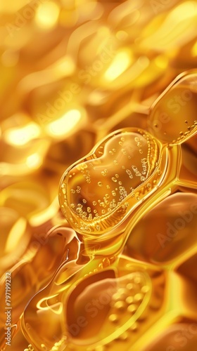 Indulgent honey exploration with a background adorned by stylized honey swirls, capturing the rich movements and golden colors, inviting viewers to savor the delicious beauty. 