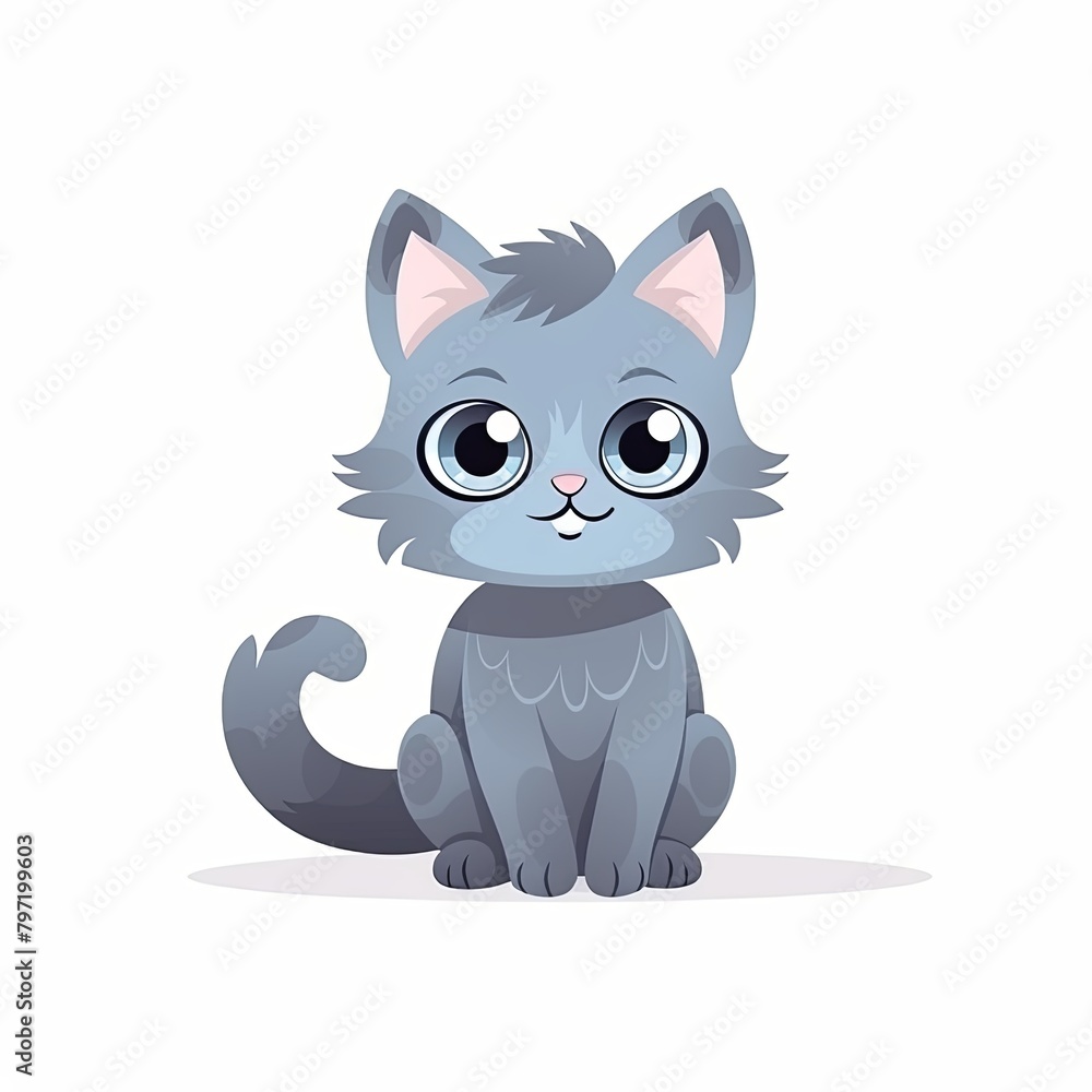 flat illustration of cute pleasant cat flat illustration of cute pleasant cat