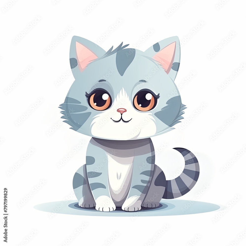 flat illustration of cute pleasant cat flat illustration of cute pleasant cat