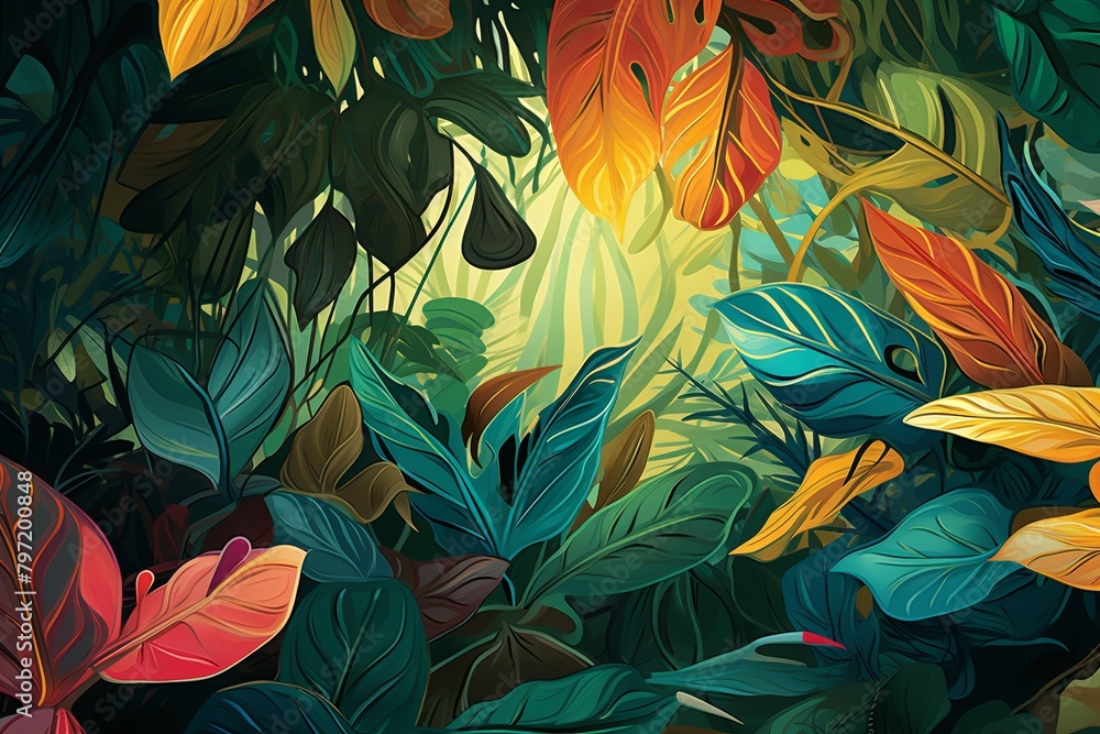 Exotic Jungle Foliage Gradients: Inspiring Visuals for an Environmental NGO's Annual Report