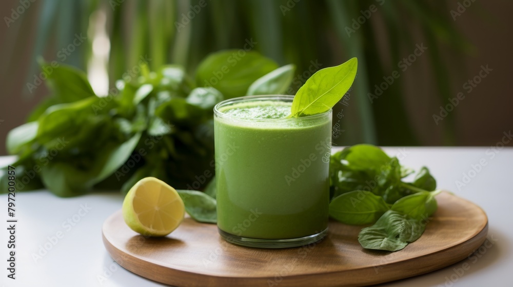Energizing and vibrant green shot, packed with detoxifying leafy greens and fresh mint, perfect for cleansing and revitalizing the body Energizing and vibrant green shot, packed with detoxifying leafy greens and fresh mint, perfect for cleansing and revitalizing the body
