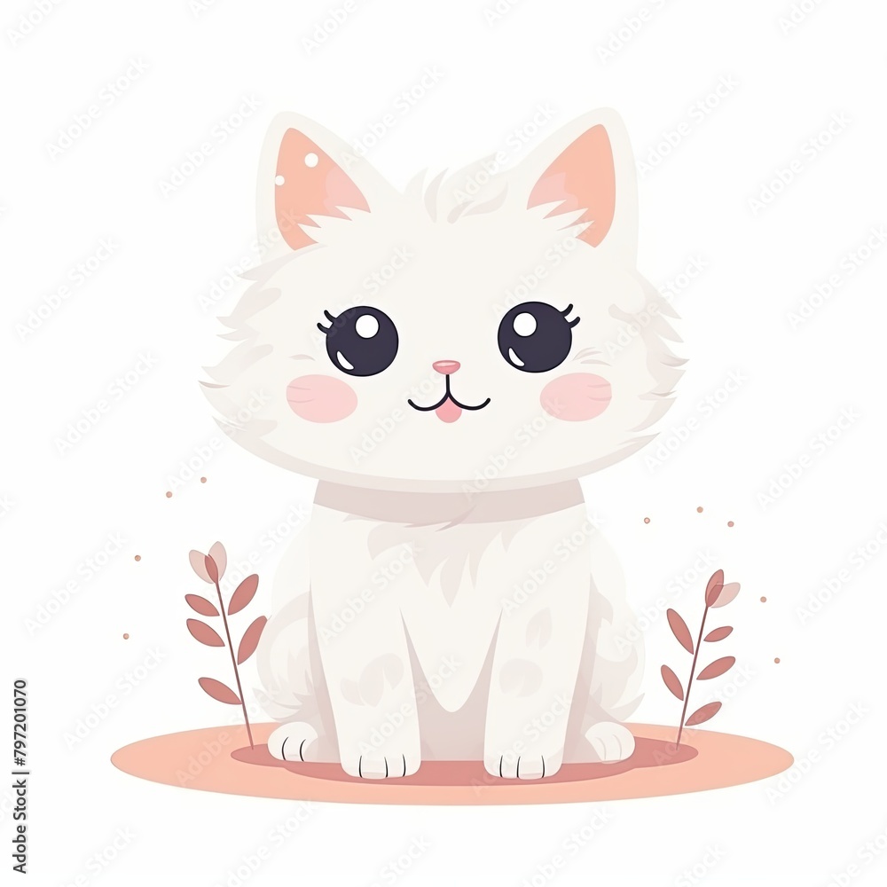 flat illustration of cute pleasant cat flat illustration of cute pleasant cat