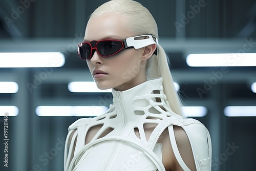 Futuristic Cyber Lines 3D Fashion Runway Extravaganza