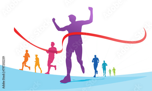 Great elegant vector editable finish line marathon poster background design for your digital and print	
