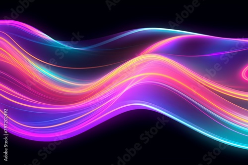 Holographic Neon Wavy Stripes Overlay: Vibrant Digital Photo Editing Element