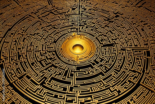 A maze with a golden circle in the middle photo