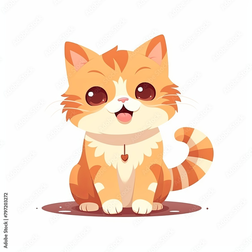 flat illustration of cute pleasant cat flat illustration of cute pleasant cat