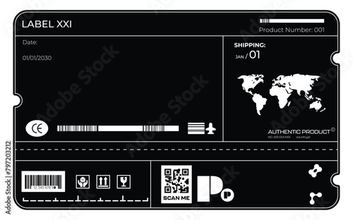 Label pack design. Vector graphic asset for streetwear design. Retro futuristic element in Y2K for apparel, clothing and poster design