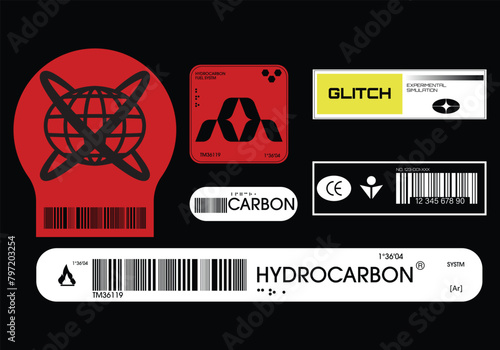Label pack design. Vector graphic asset for streetwear design. Retro futuristic element in Y2K for apparel, clothing and poster design