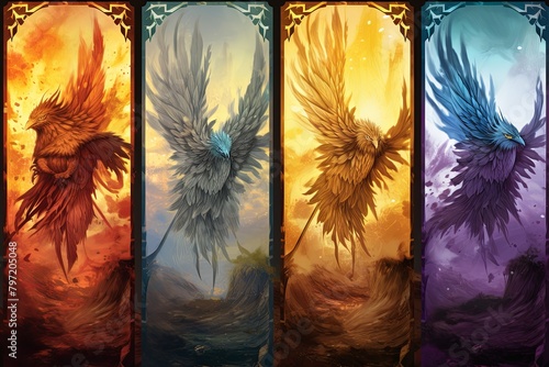 Mythic Griffin Feather Gradients: A Tale of Mystic Beings in Collectible Card Games photo