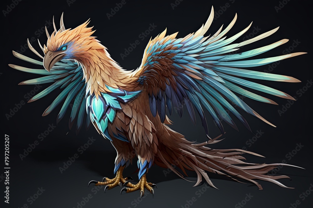 Obraz premium Mythic Griffin Feather Gradients: RPG Game Character Design Inspiration