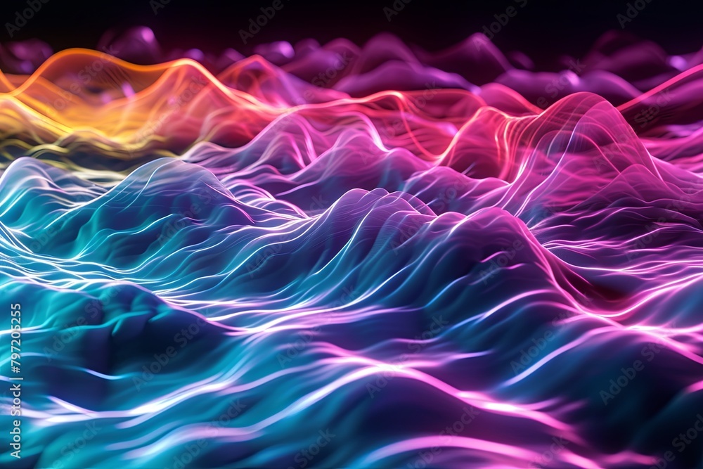 Fototapeta premium Neon Spectrum Waves: Glowing Tides Energy Concept