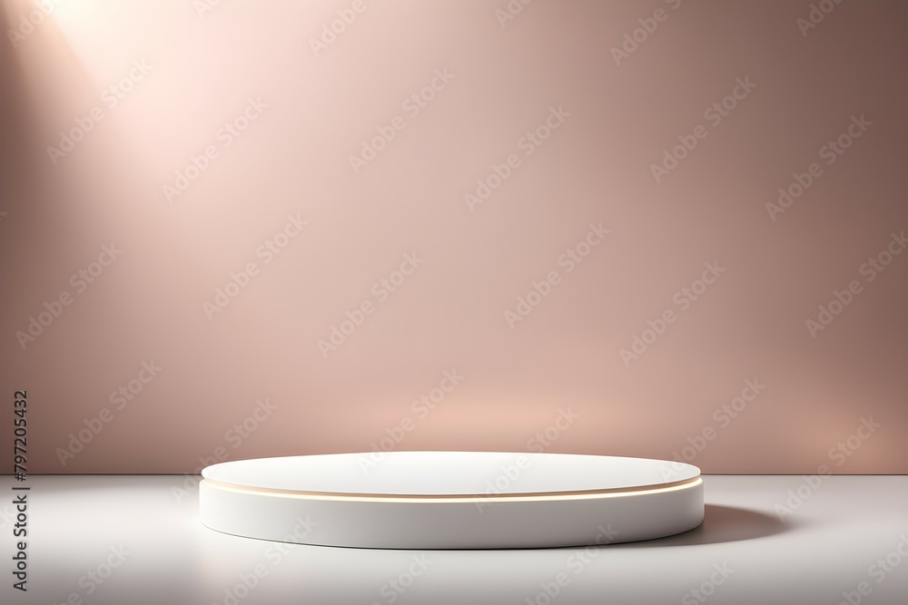 A white pedestal with a pink background A white pedestal with a pink background