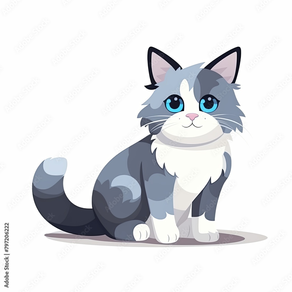 flat illustration of cute pleasant cat flat illustration of cute pleasant cat