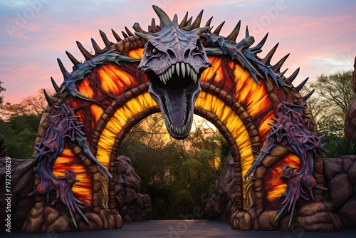 Prehistoric Dinosaur Theme Park Entrance Fossil Amber Gradients © Michael