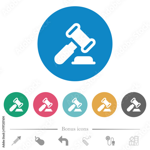 Gavel solid flat round icons