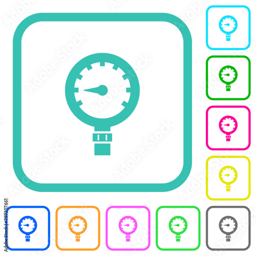 Pressure gauge low pressure vivid colored flat icons