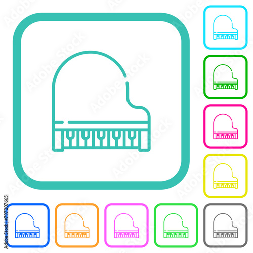 Grand piano top view outline vivid colored flat icons
