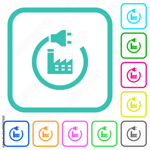 Power plant vivid colored flat icons