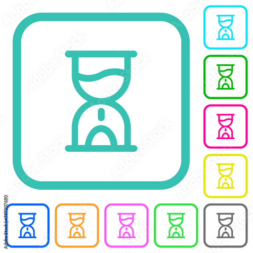 Sandglass outline vivid colored flat icons