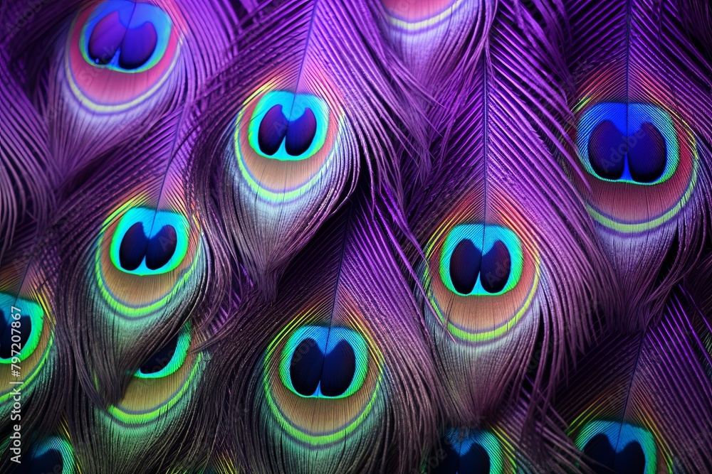 Obraz premium Radiant Peacock Feather Gradients on Wildlife Conservation NGO's Banner