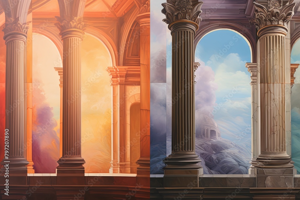 Renaissance Oil Painting Gradients for Historical Landmark Guidebook: A Visual Journey